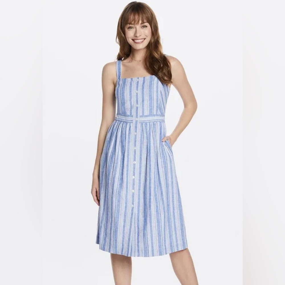 Draper James Sky Blue and White Midi Dress